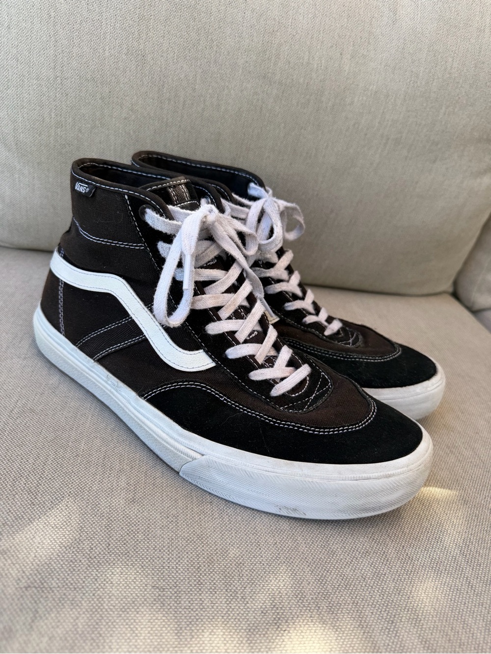 Vans Men’s Crockett High-Top Sneakers in Black and White